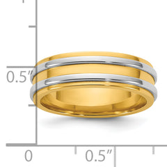 14k Two-Tone Y/W 6mm Double Banded Wedding Band Size 13.5