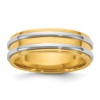 14k Two-Tone Yellow and White 6mm Double Banded Wedding Band