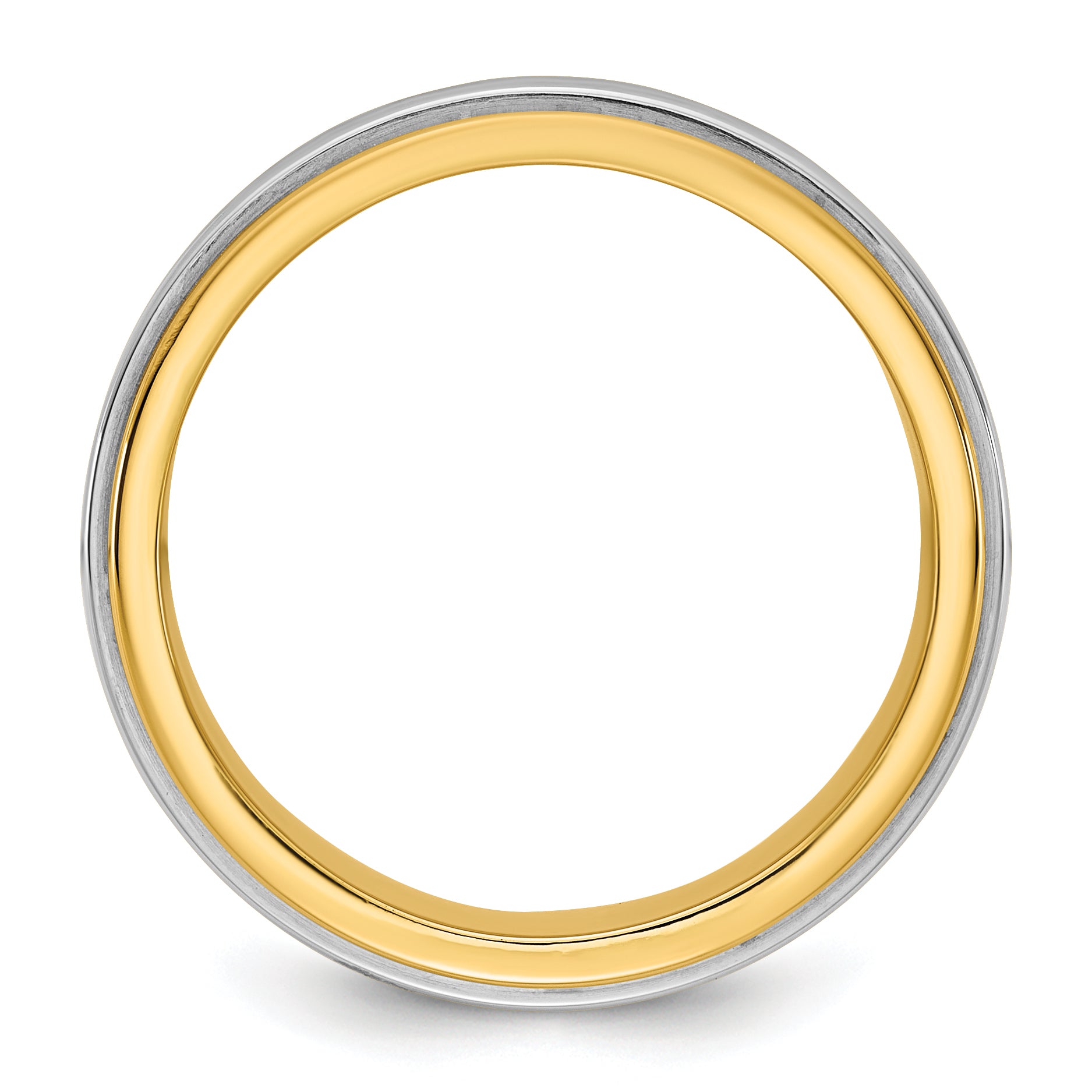 14k Two-Tone Y/W 7mm Double Banded Wedding Band Size 13.5