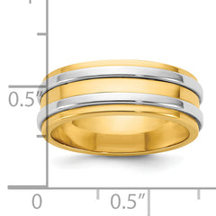 14k Two-Tone Y/W 7mm Double Banded Wedding Band Size 13.5