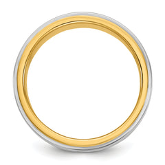 14k Two-Tone Y/W 8mm Double Banded Wedding Band Size 13.5