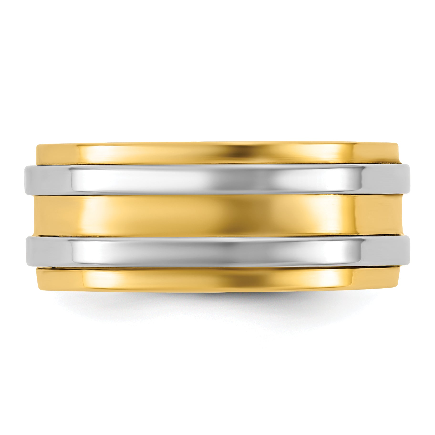 14k Two-Tone Y/W 8mm Double Banded Wedding Band Size 13.5