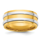 14k Two-Tone Yellow and White 8mm Double Banded Wedding Band