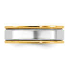 14k Two-Tone Y/W 6mm Step Up Beveled Wedding Band Size 13.5