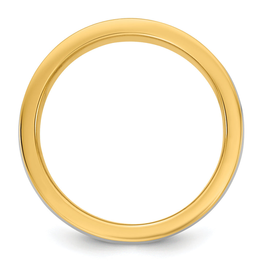 14k Two-Tone Yellow and White 6mm Half Round Wedding Band