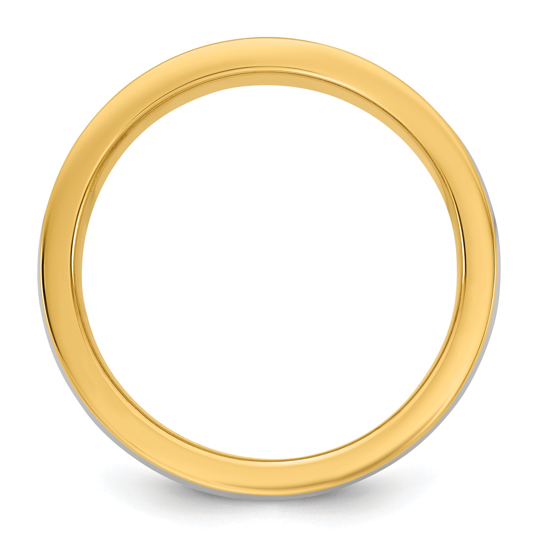 14k Two-Tone Yellow and White 6mm Half Round Wedding Band