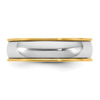 14k Two-Tone Yellow and White 6mm Half Round Wedding Band