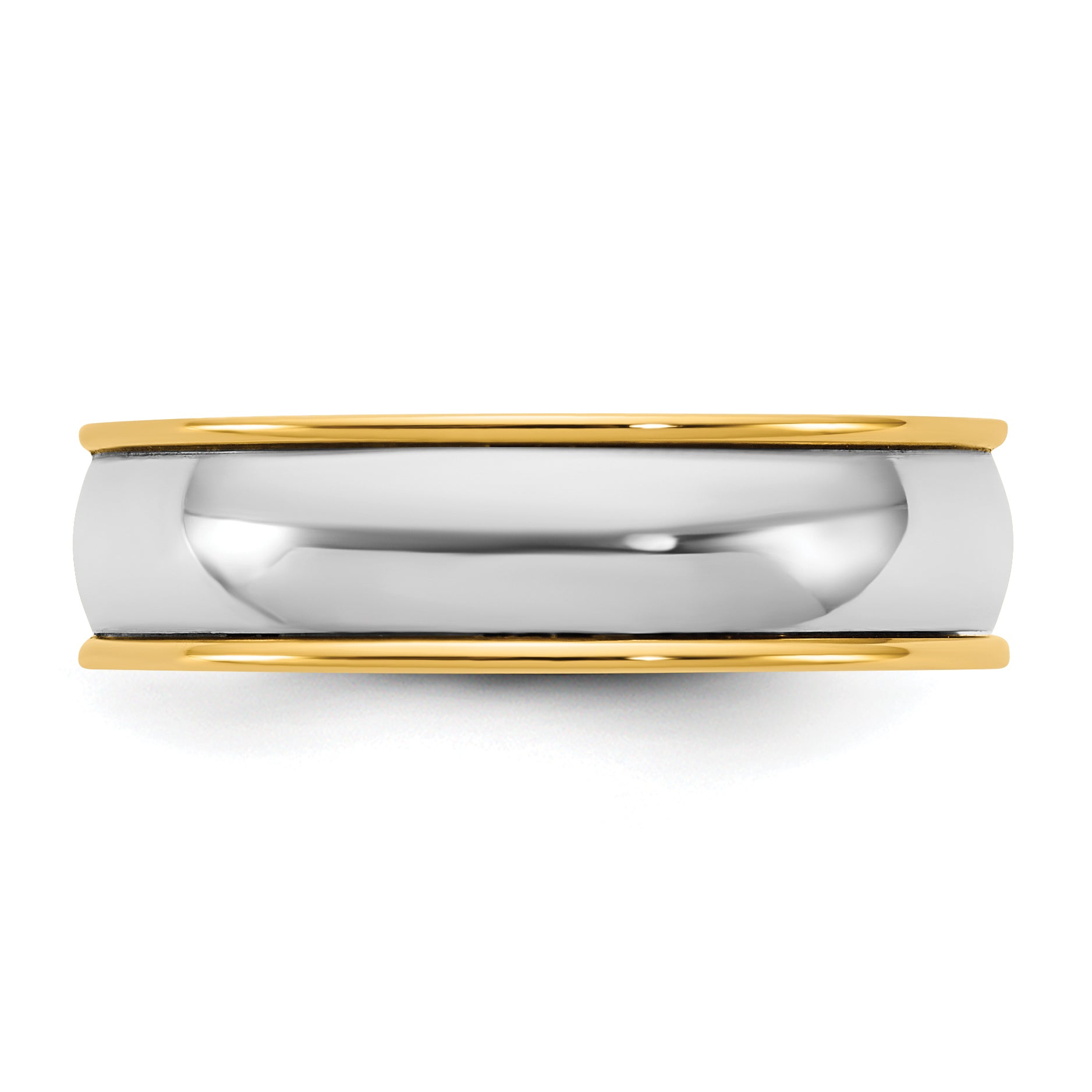 14k Two-Tone Y/W 6mm Half Round Wedding Band Size 13.5