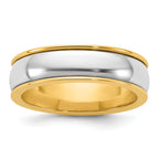 14k Two-Tone Yellow and White 6mm Half Round Wedding Band