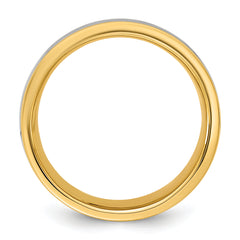 14k Two-Tone Y/W 7mm Half Round Wedding Band Size 13.5