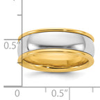 14k Two-Tone Yellow and White 7mm Half Round Wedding Band