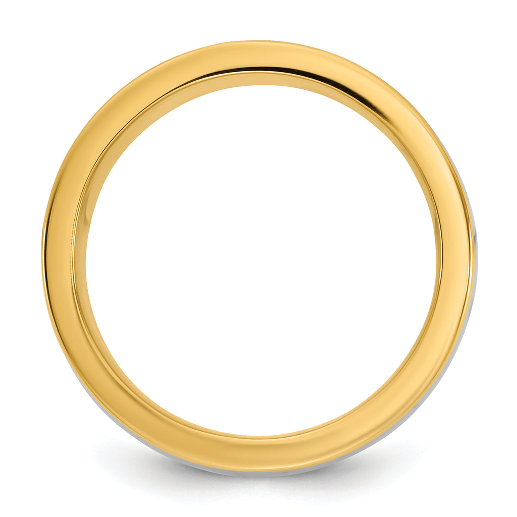 14k Two-Tone Yellow and White 8mm Half Round Wedding Band