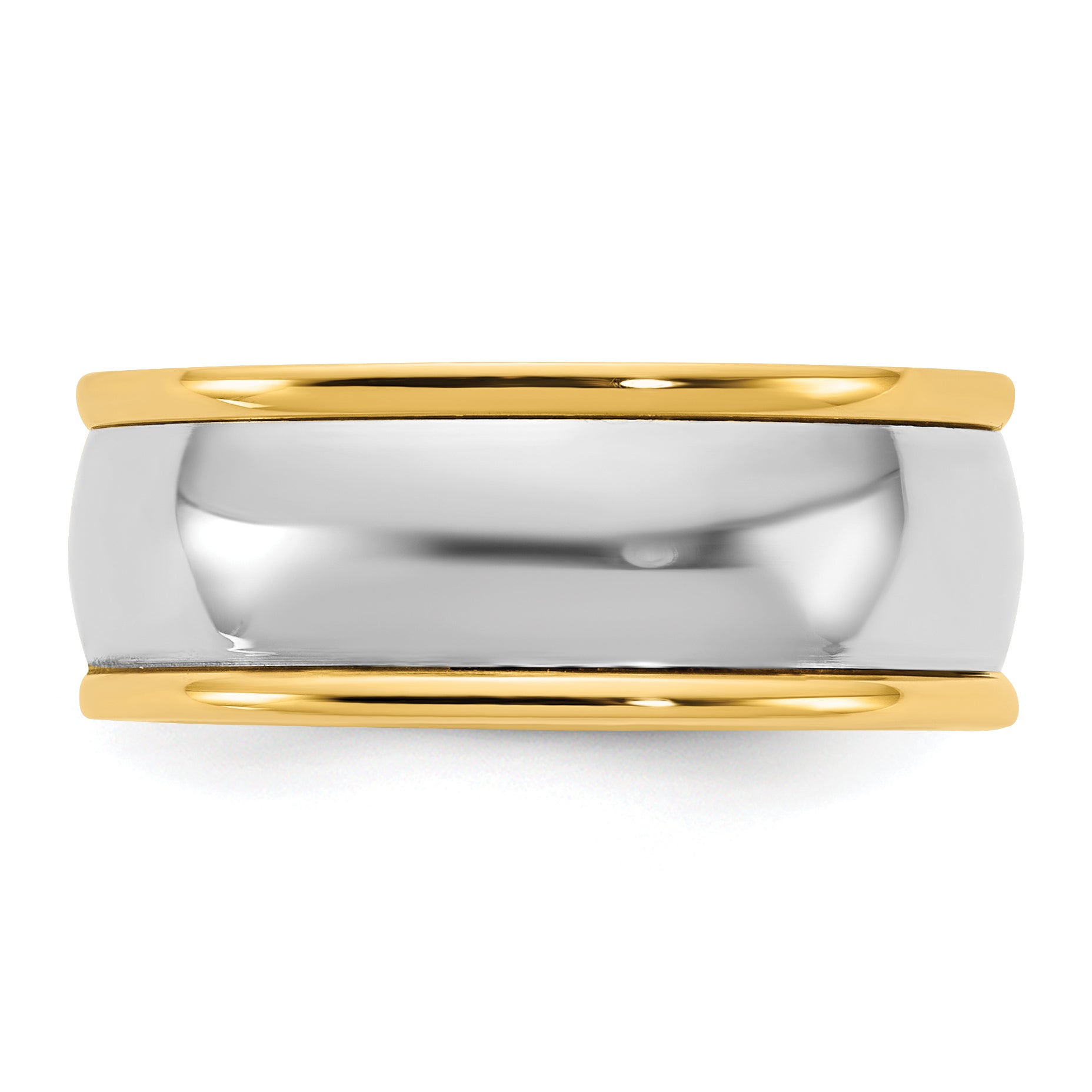 14k Two-Tone Y/W 8mm Half Round Wedding Band Size 13.5