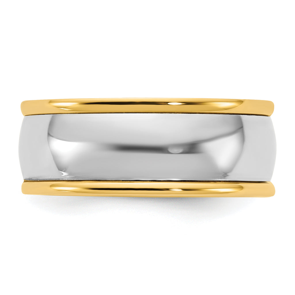 14K Two-Tone Gold Half-Round Comfort-Fit Wedding Band 8mm