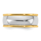 14k Two-Tone Yellow and White 8mm Half Round Wedding Band