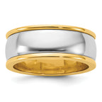 14K Two-Tone Gold Half-Round Comfort-Fit Wedding Band 8mm