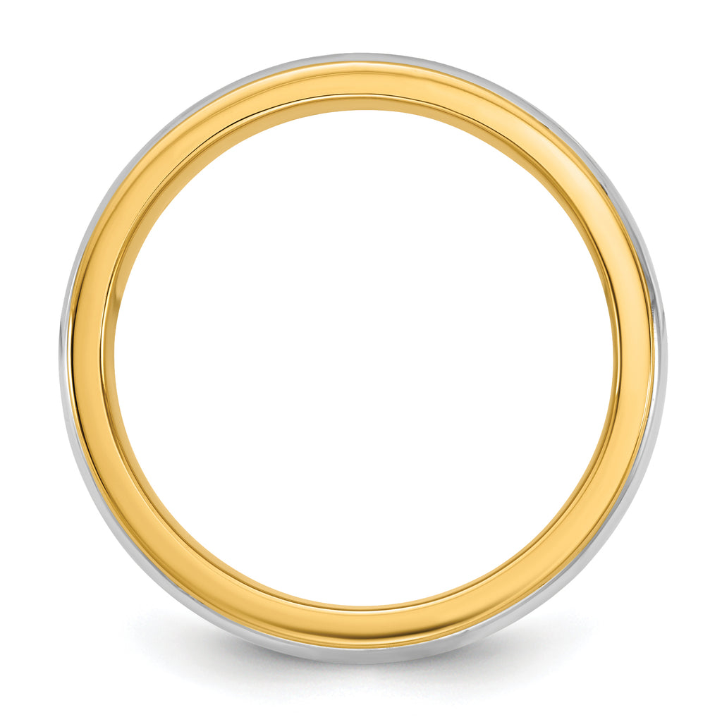 14k Two-Tone Yellow and White 6mm Single Banded Wedding Band