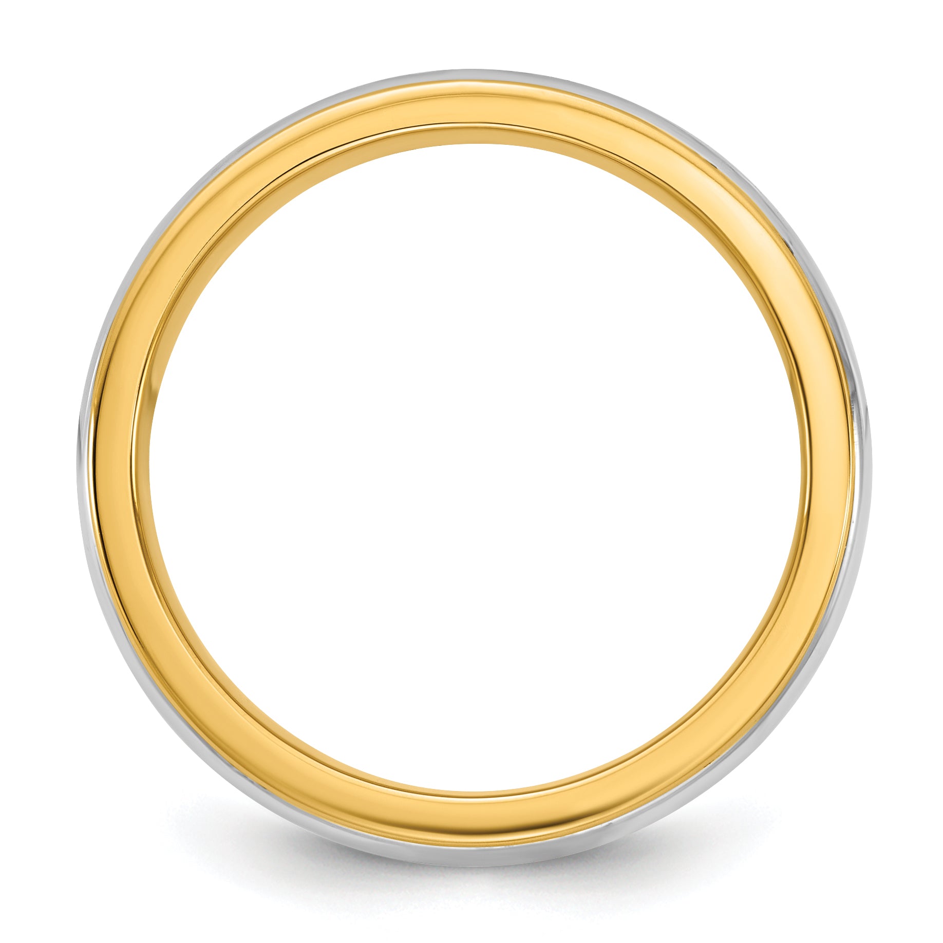 14k Two-Tone Yellow and White 6mm Single Banded Wedding Band