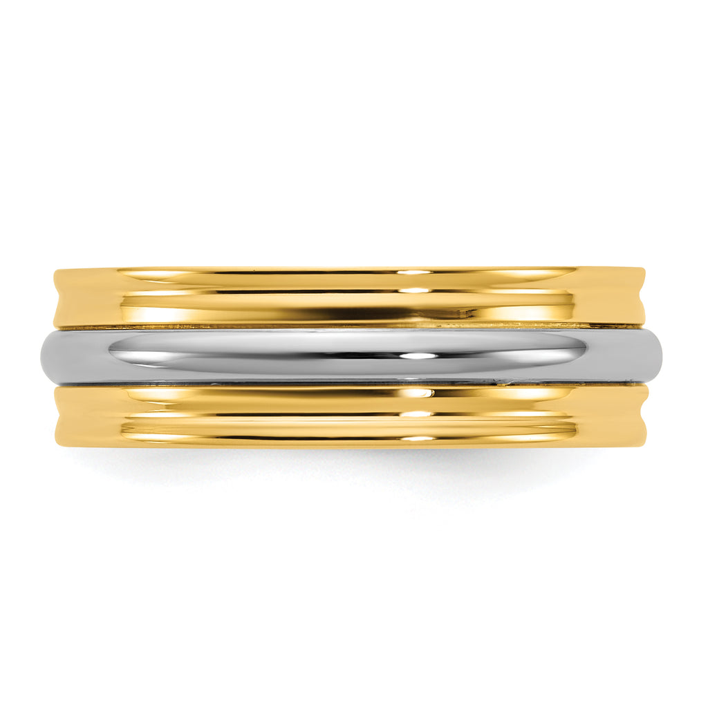 14k Two-Tone Yellow and White 6mm Single Banded Wedding Band