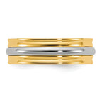 14k Two-Tone Yellow and White 6mm Single Banded Wedding Band