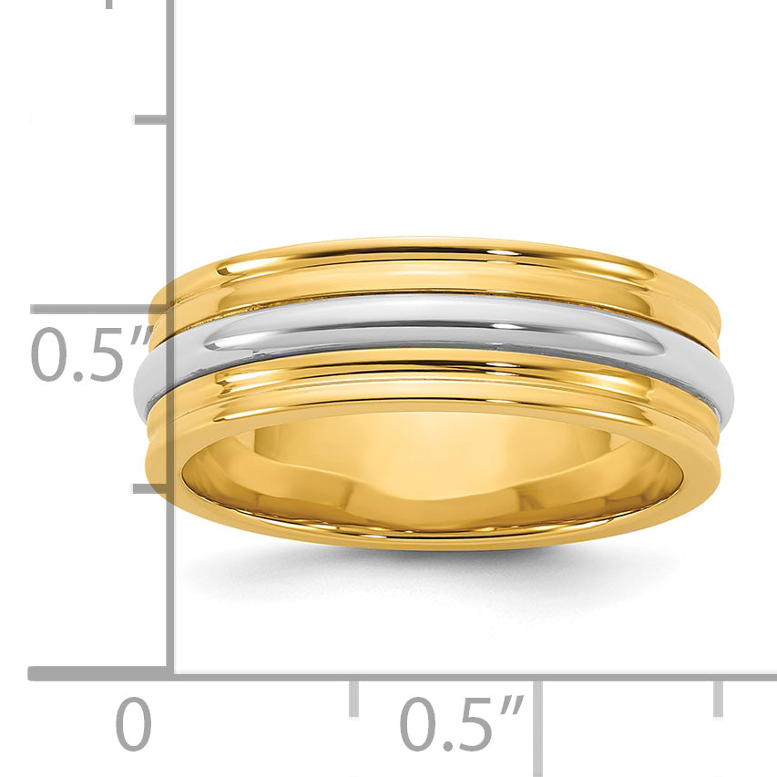 14k Two-Tone Yellow and White 6mm Single Banded Wedding Band