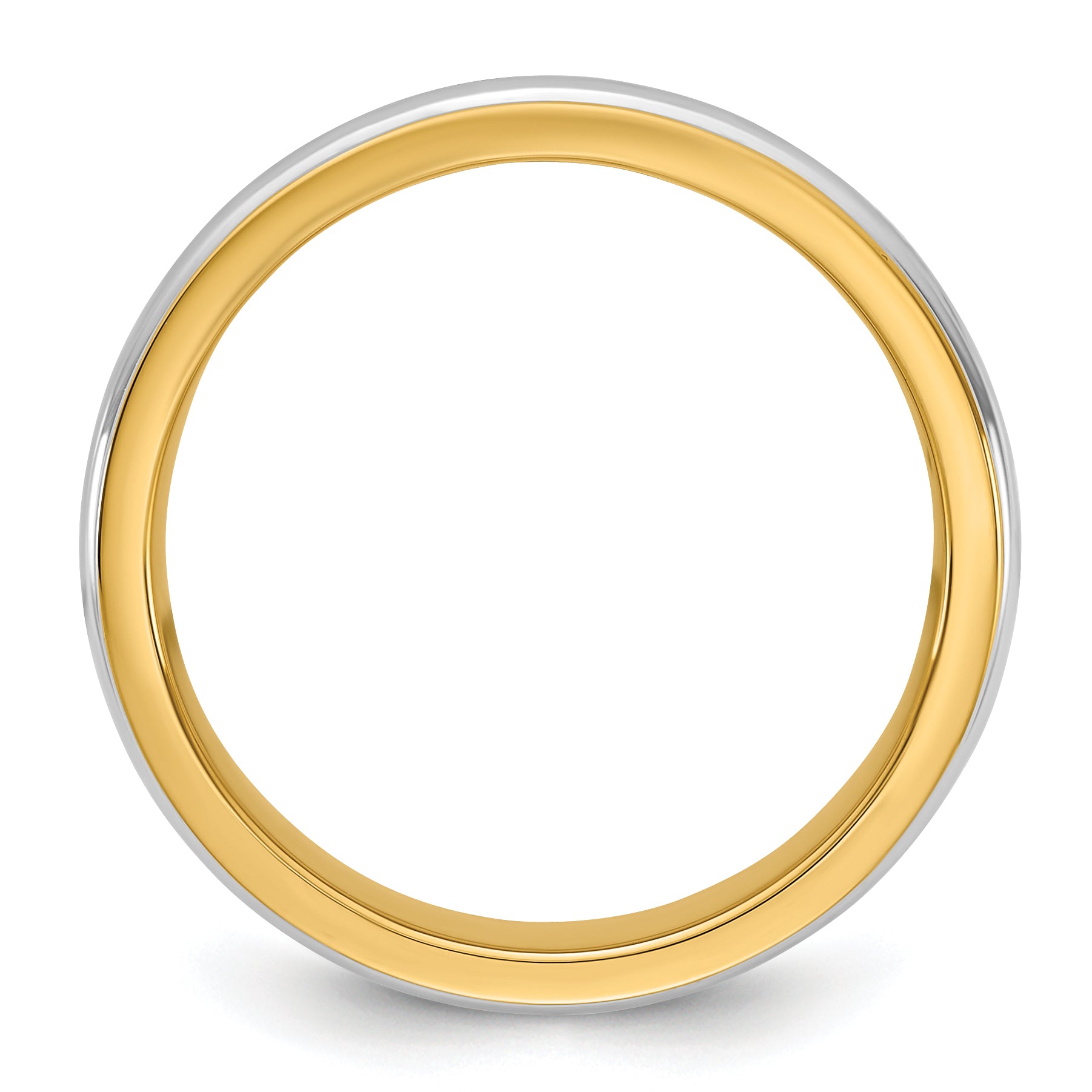 14k Two-Tone Yellow and White 7mm Single Banded Wedding Band Secondary image
