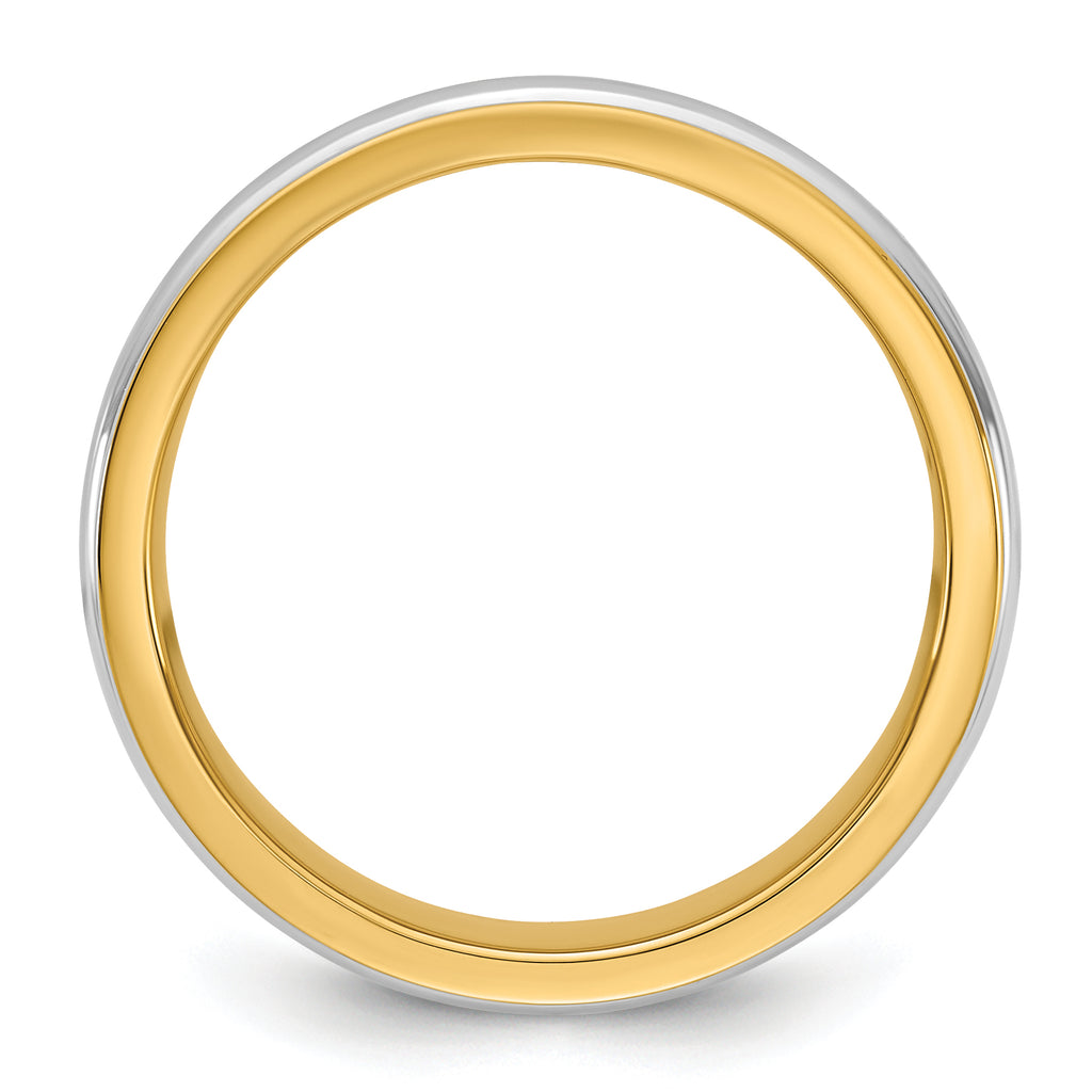 14k Two-Tone Yellow and White 7mm Single Banded Wedding Band