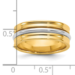 14k Two-Tone Y/W 7mm Single Banded Wedding Band Size 13.5