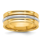 14k Two-Tone Yellow and White 7mm Single Banded Wedding Band