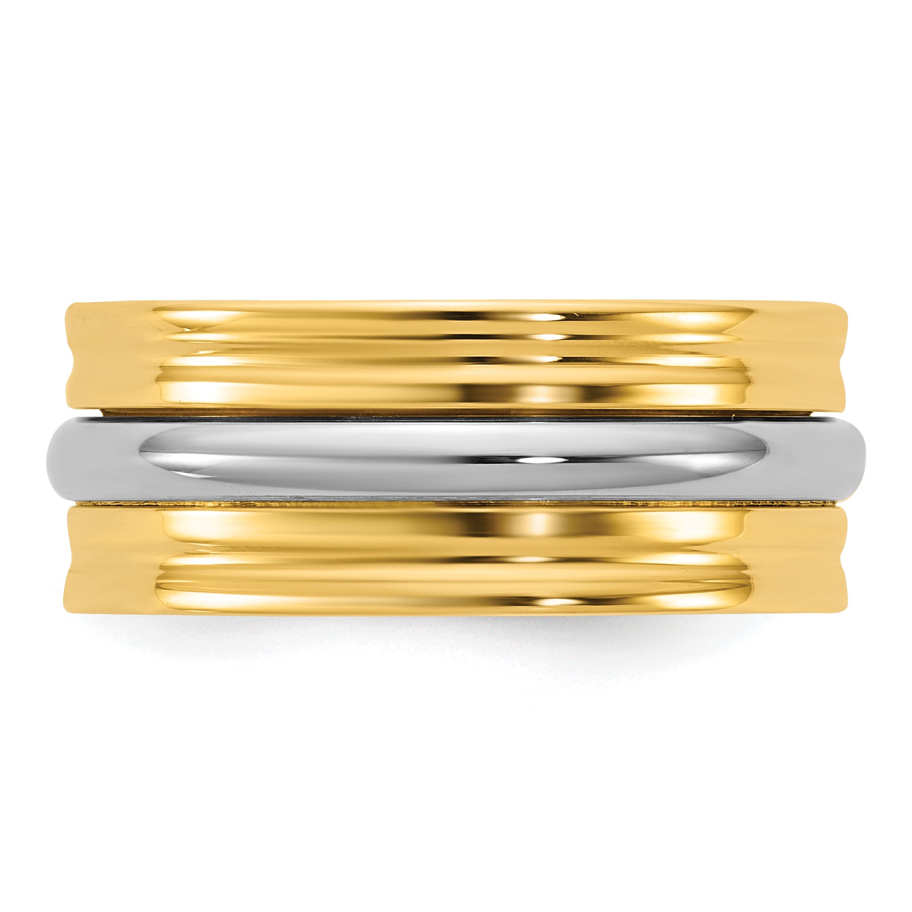 14k Two-Tone Y/W 8mm Single Banded Wedding Band Size 13.5