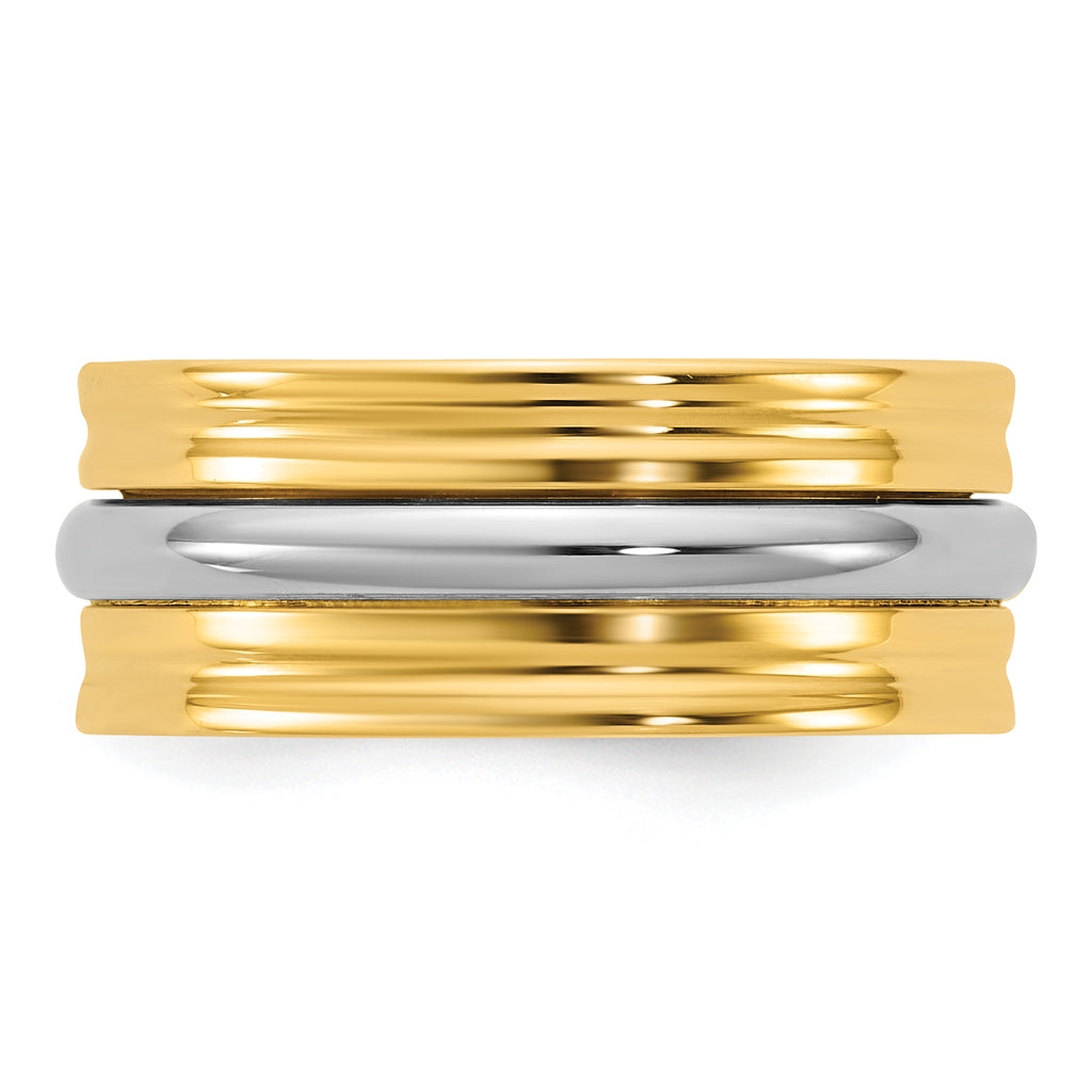 14k Two-Tone Y/W 8mm Single Banded Wedding Band Size 13.5