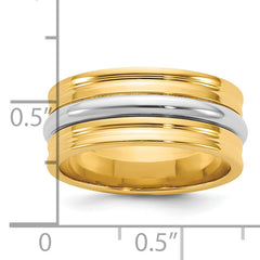 14k Two-Tone Y/W 8mm Single Banded Wedding Band Size 13.5