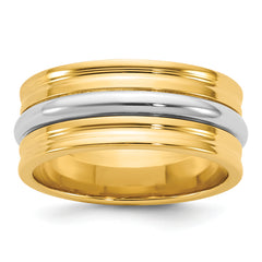 14k Two-Tone Y/W 8mm Single Banded Wedding Band Size 13.5