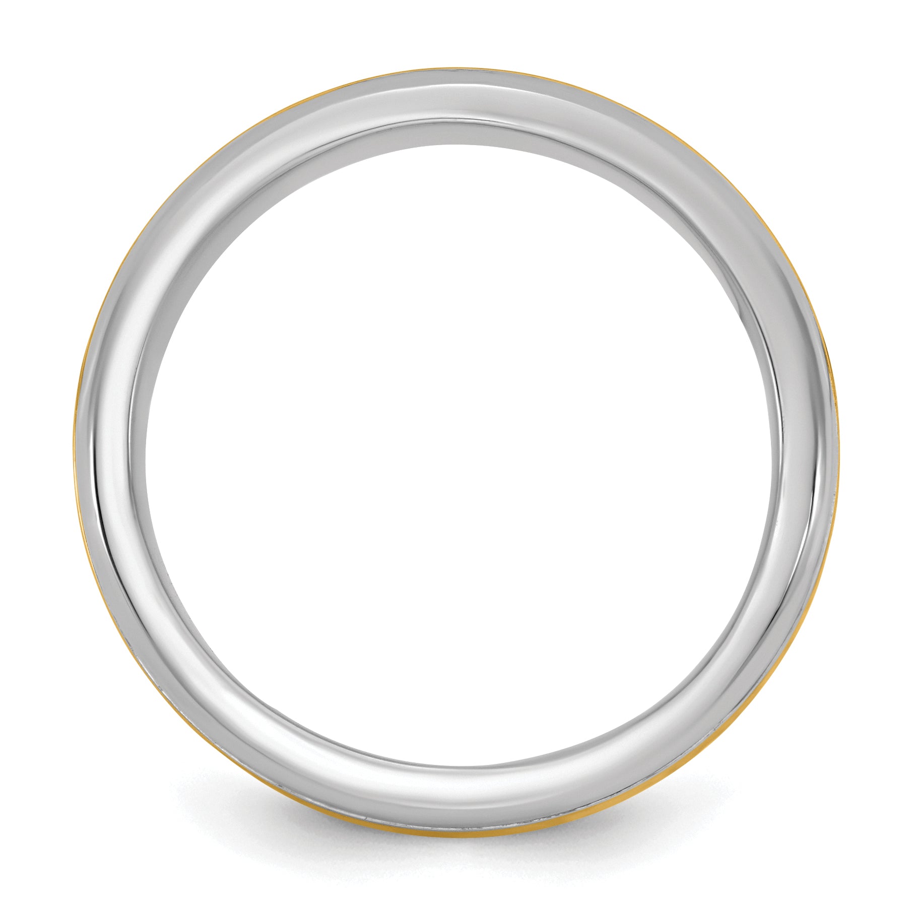14k Two-Tone W/Y 6mm Beveled Edge Wedding Wedding Band Ring Secondary image
