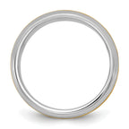 14k Two-Tone White and Yellow Gold 7mm Beveled Edge Wedding Band