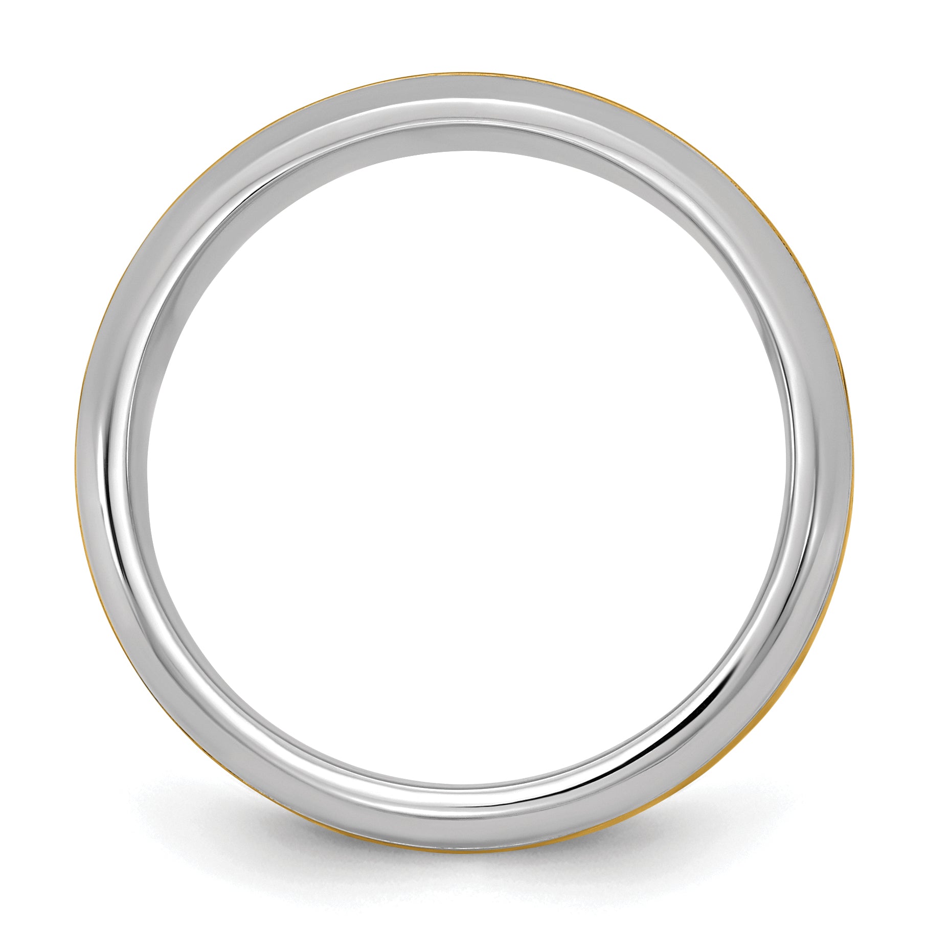 14k Two-Tone White and Yellow Gold 7mm Beveled Edge Wedding Band
