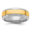 14k Two-Tone White and Yellow Gold 7mm Beveled Edge Wedding Band