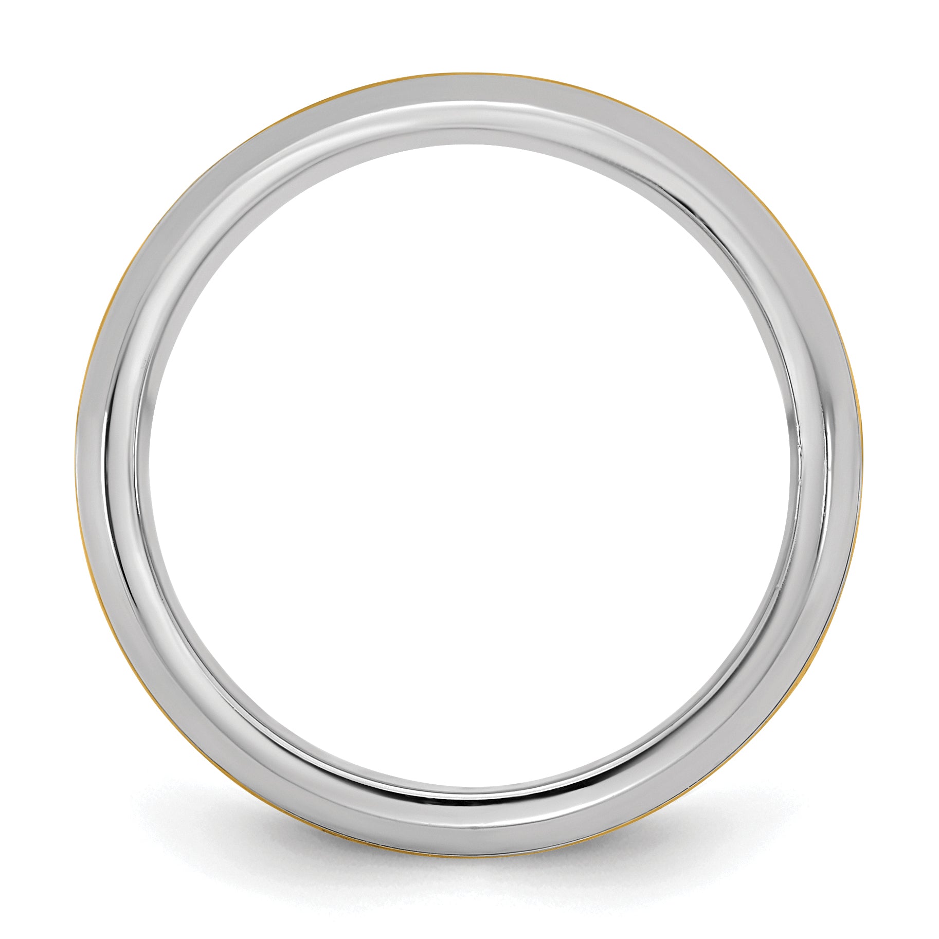 14k Two-Tone White and Yellow Gold 8mm Beveled Edge Wedding Band Secondary image