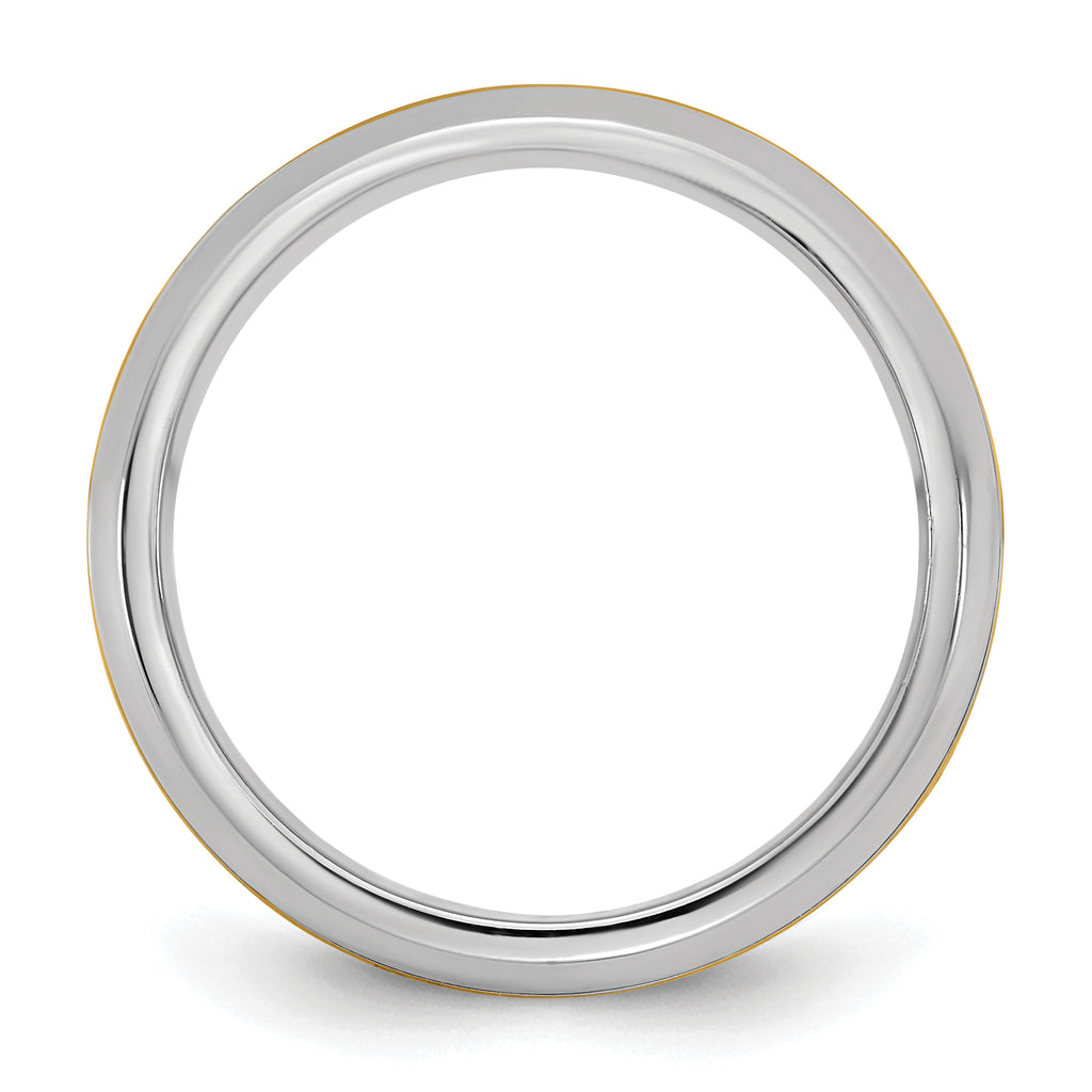 14k Two-Tone White and Yellow Gold 8mm Beveled Edge Wedding Band