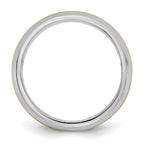 14k Two-Tone White and Yellow Gold 8mm Beveled Edge Wedding Band
