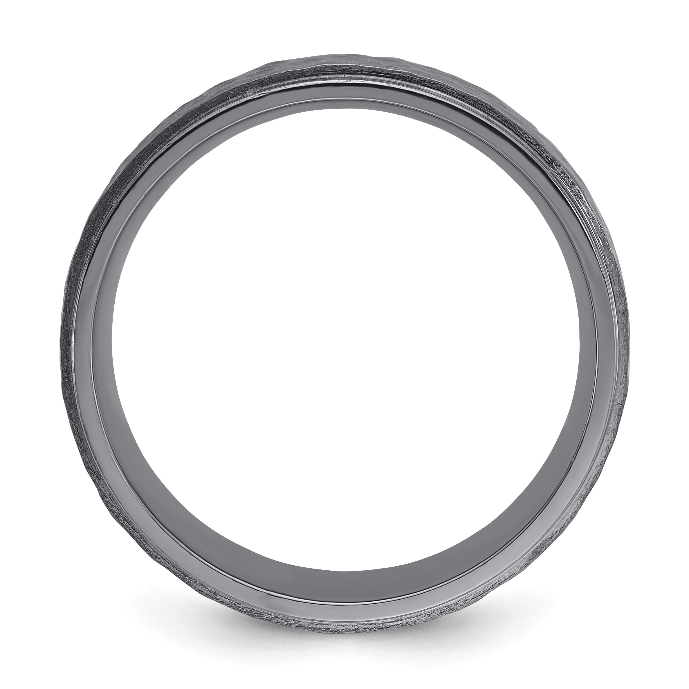 Chisel Tantalum Brushed and Polished Hammered Center 8mm Beveled Edge Band Secondary image