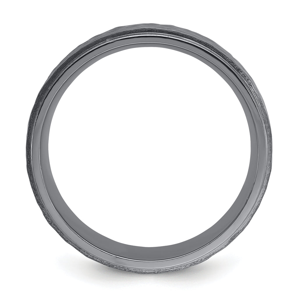 Chisel Tantalum Brushed and Polished Hammered Center 8mm Beveled Edge Band