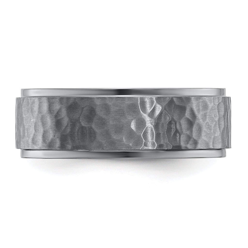 Chisel Tantalum Brushed and Polished Hammered Center 8mm Beveled Edge Band