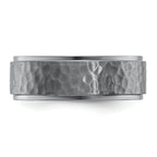 Chisel Tantalum Brushed and Polished Hammered Center 8mm Beveled Edge Band
