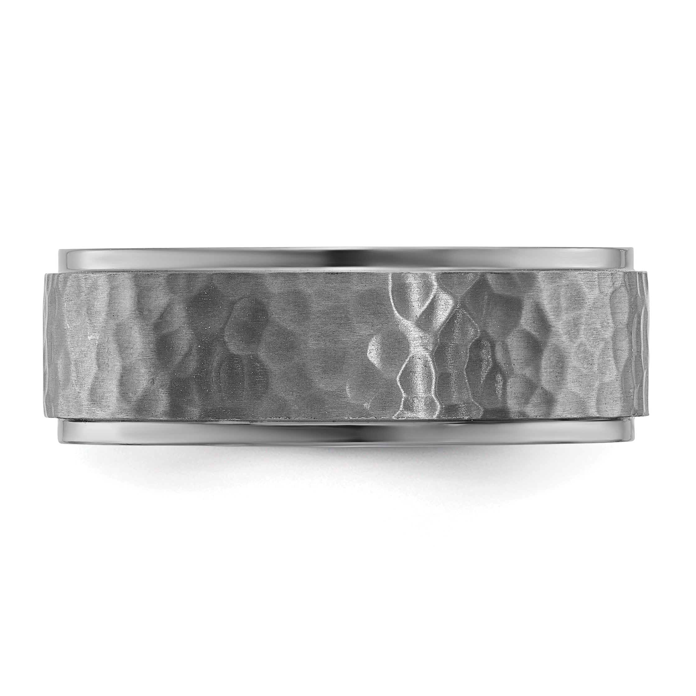 Chisel Tantalum Brushed and Polished Hammered Center 8mm Beveled Edge Band