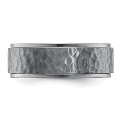Chisel Tantalum Brushed and Polished Hammered Center 8mm Beveled Edge Band