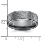 Chisel Tantalum Brushed and Polished Hammered Center 8mm Beveled Edge Band