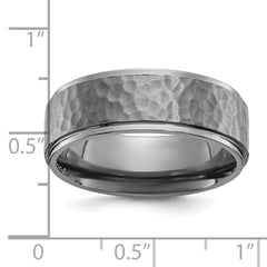 Chisel Tantalum Brushed and Polished Hammered Center 8mm Beveled Edge Band