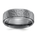 Chisel Tantalum Brushed and Polished Hammered Center 8mm Beveled Edge Band
