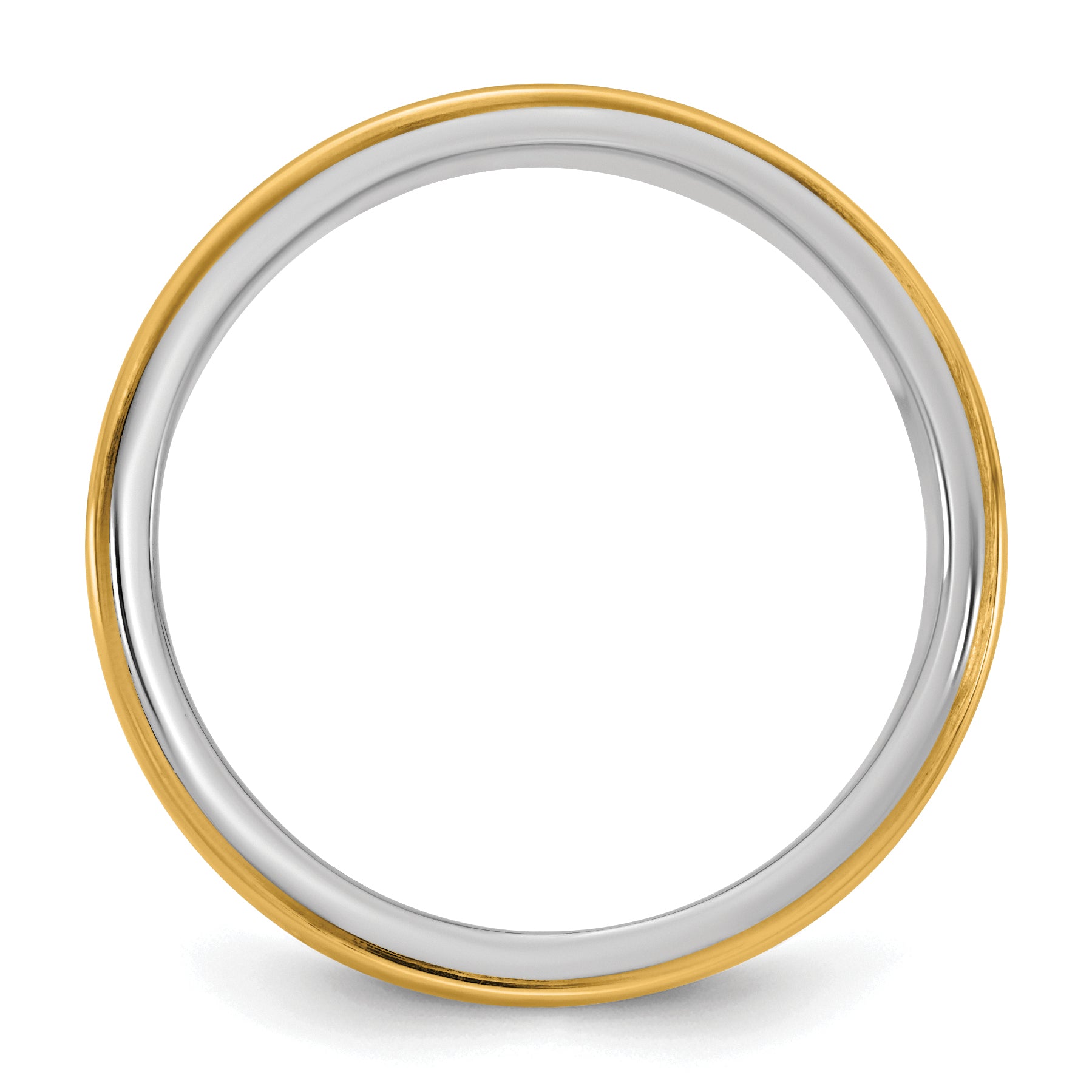 14k Two-Tone White and Yellow Gold 6mm Step Edge Wedding Band Secondary image